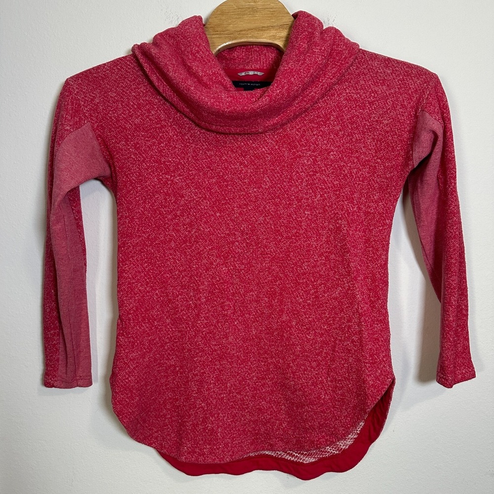 TOMMY HILFIGER Athluxe Pullover Women's Cowl Neck Sweater Size S Small Pink